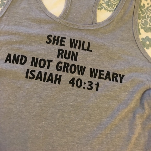 tops she will run and not grow weary tank poshmark