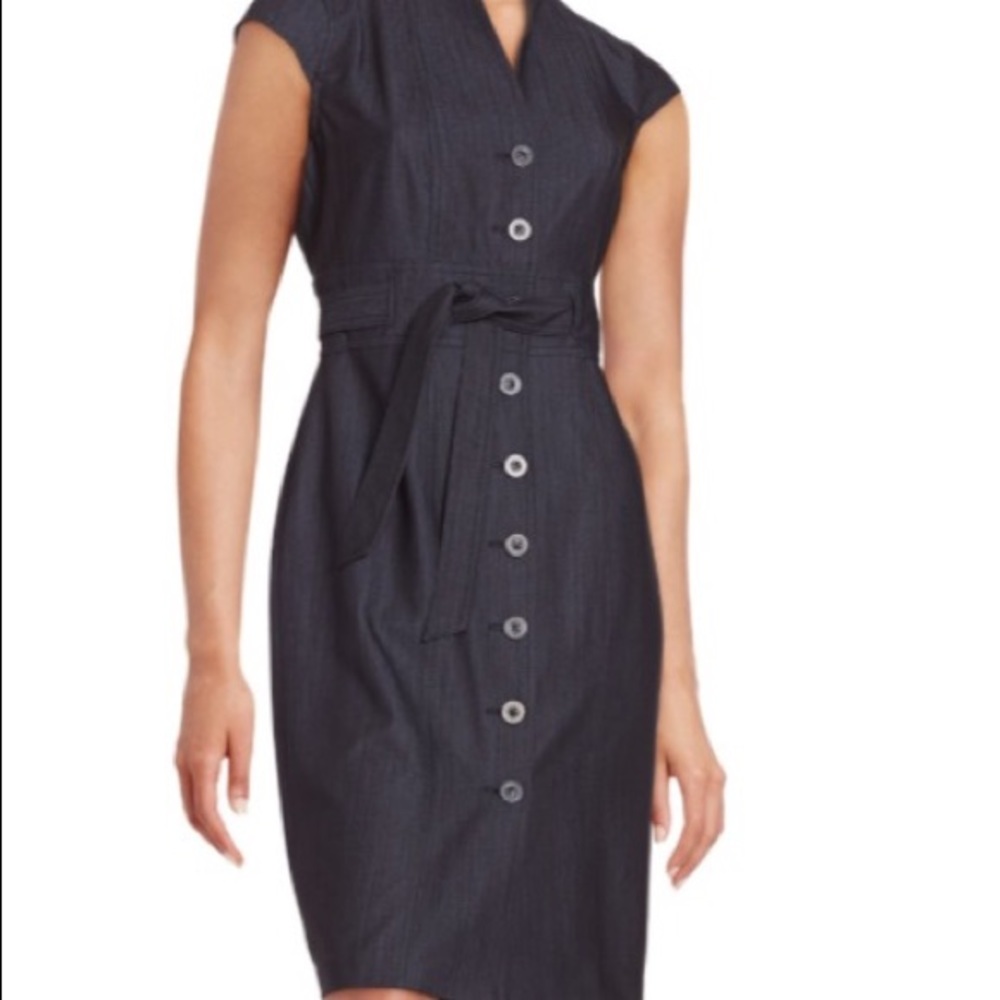 Calvin Klein Chambray Button-Front Sheath Dress
