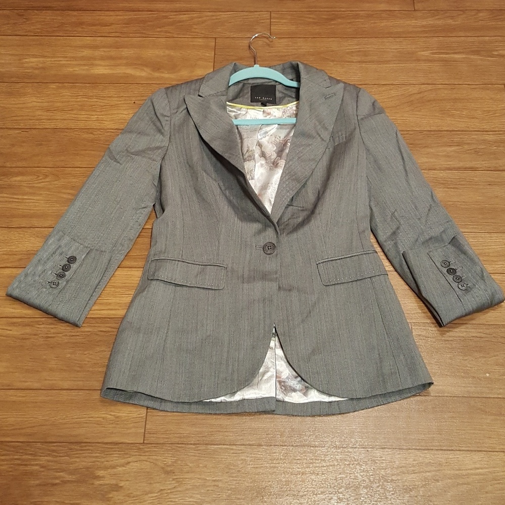 Ted Baker London Grey Striped Blazer, Size 2