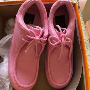 Pink high heel sneakers