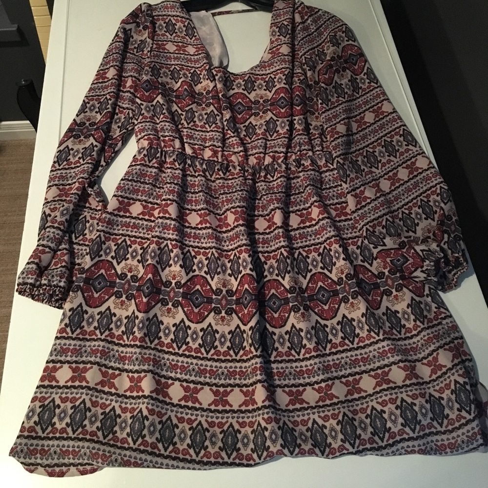 Long Sleeve Patterned Dress