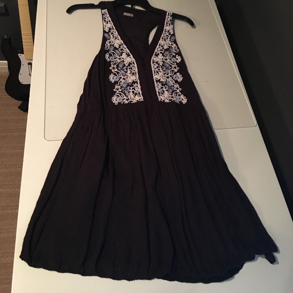 Tank Top Embroidered Black Dress