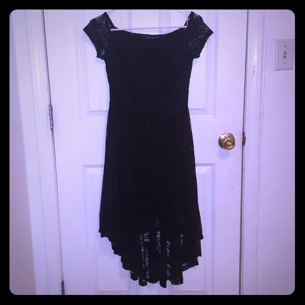 Black lace dress off shoulders