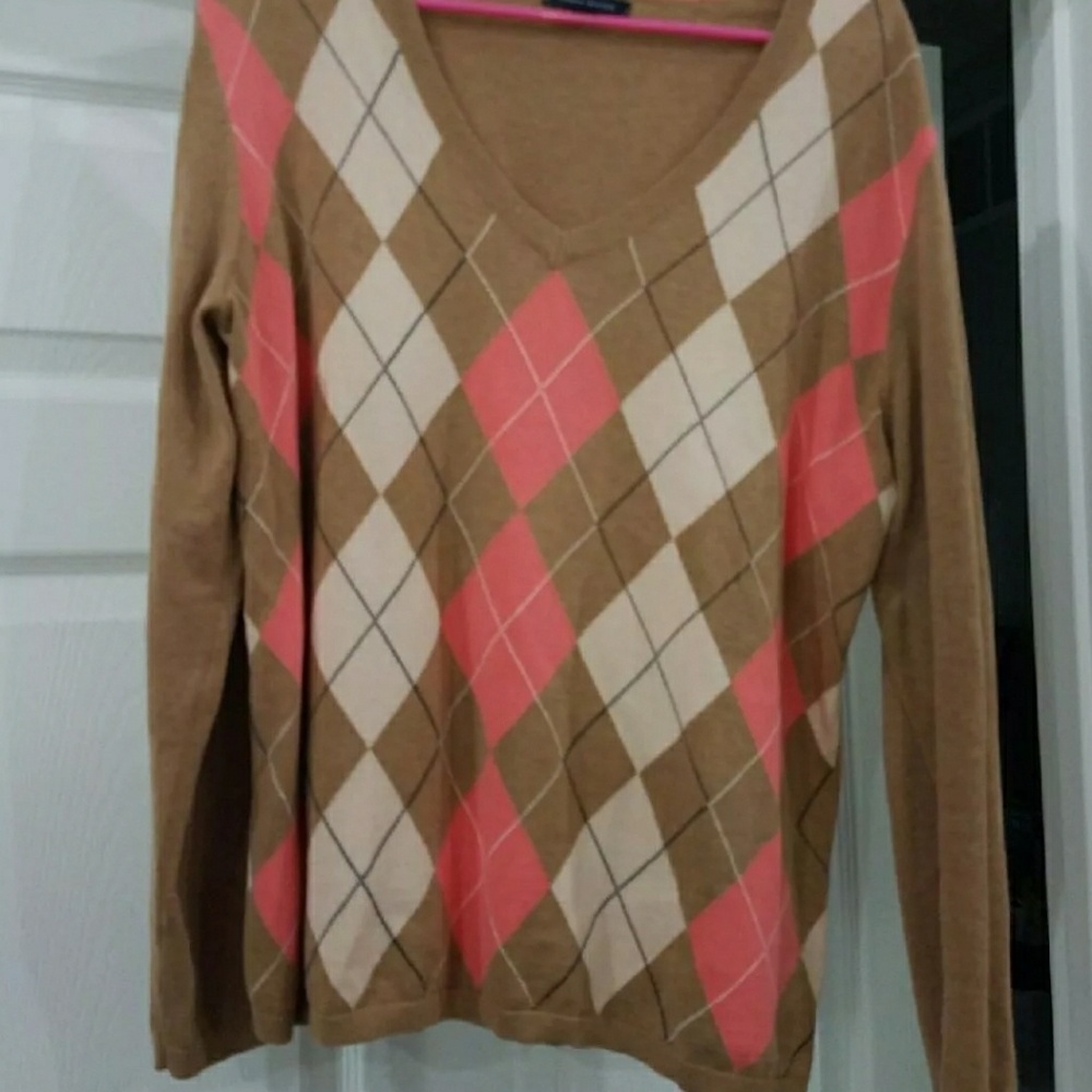 Tommy Hilfiger Vneck Argyle Sweater