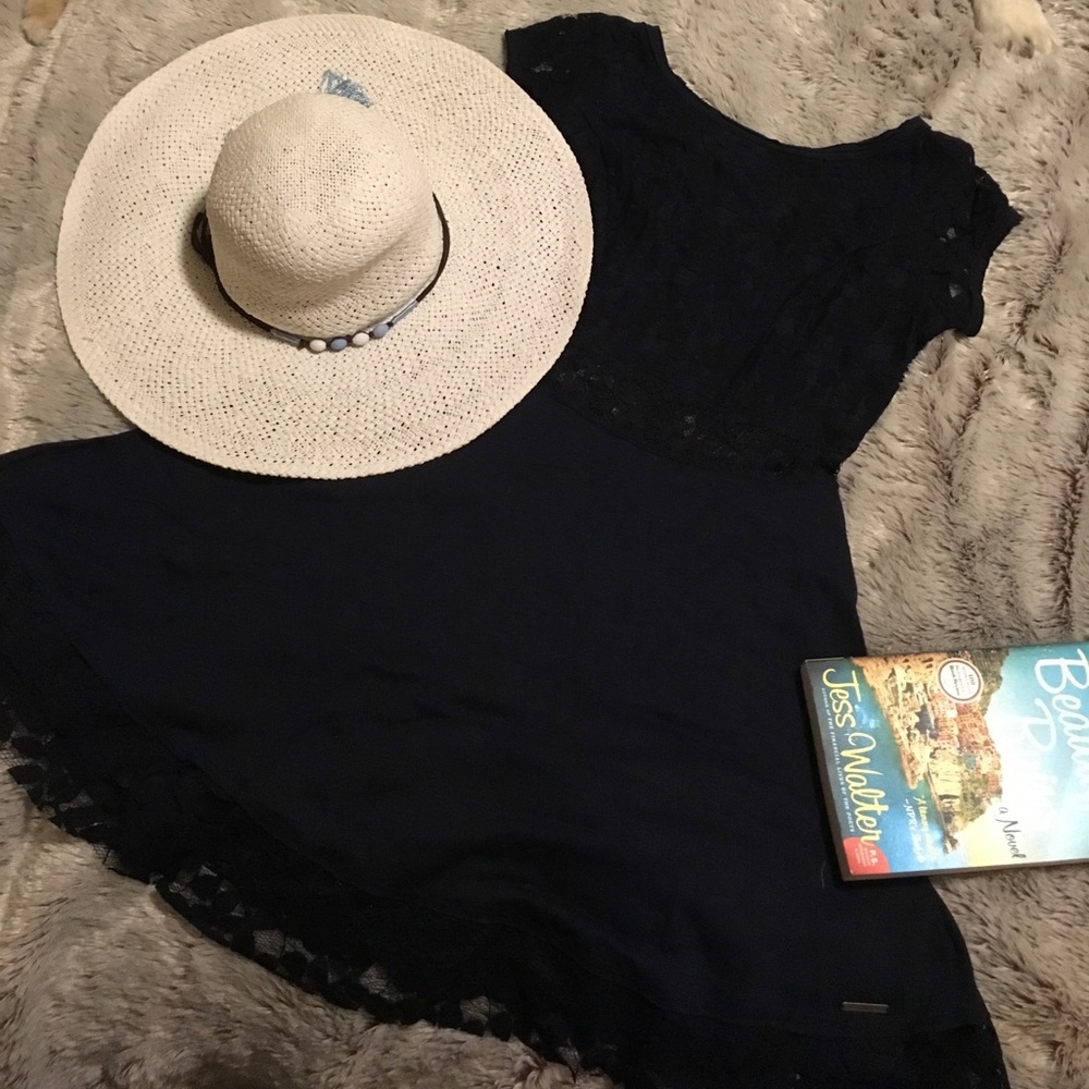 Sweet Lace Dress - Navy