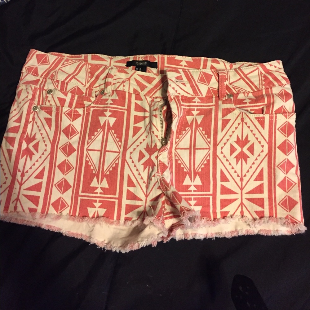 Forever 21 printed jean shorts