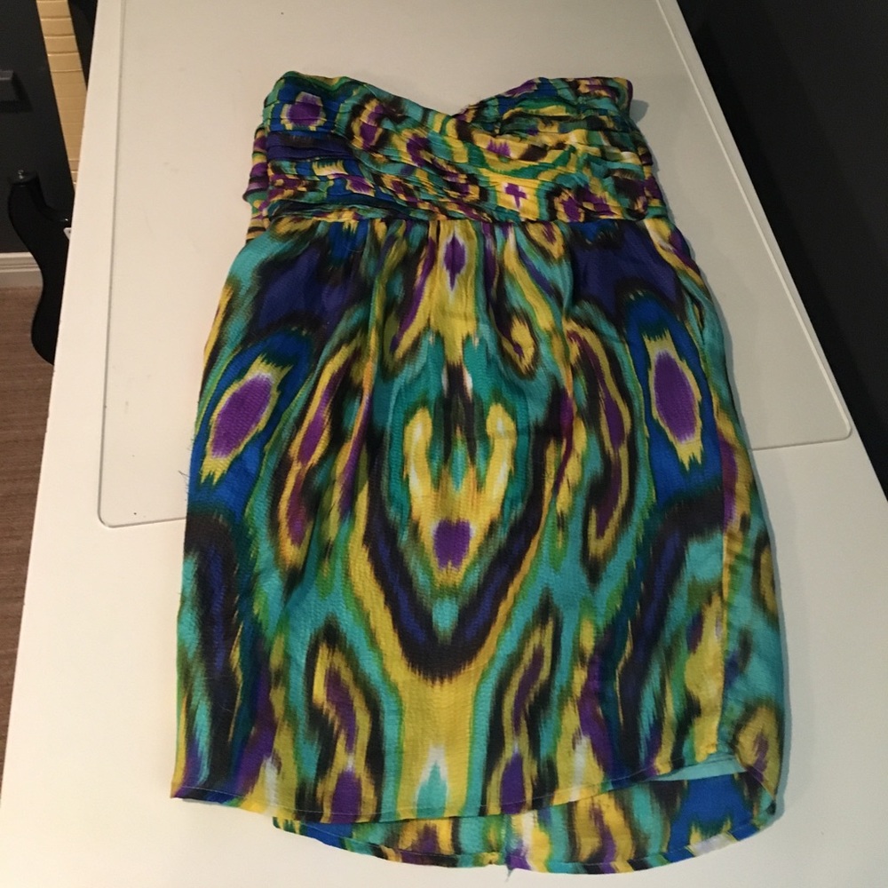 Patterned Strapless Cocktail Dress