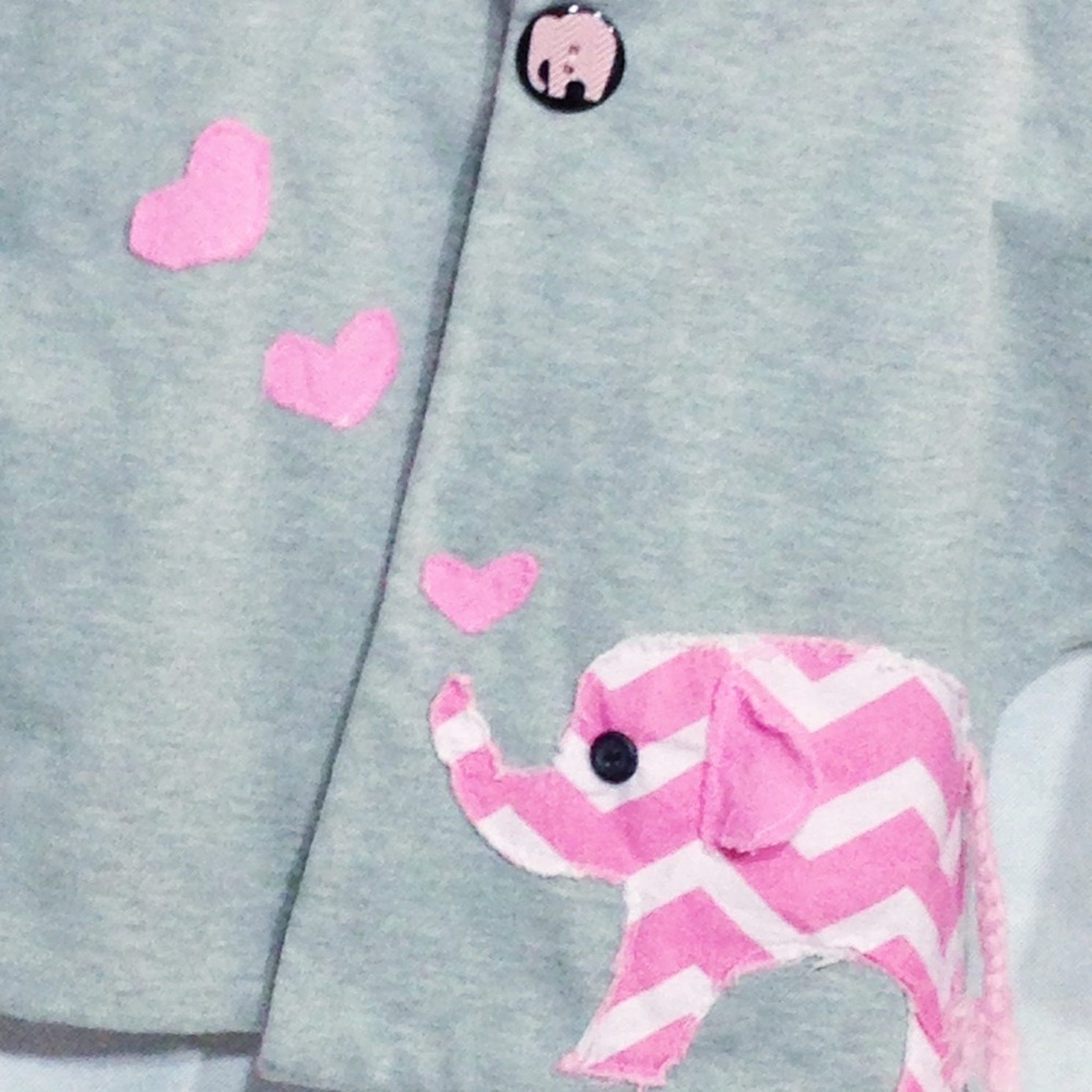 Toddler Swing Coat Pink Elephant and Hearts New - Picture 2 of 5