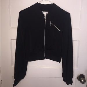 Black Silky Bomber Jacket