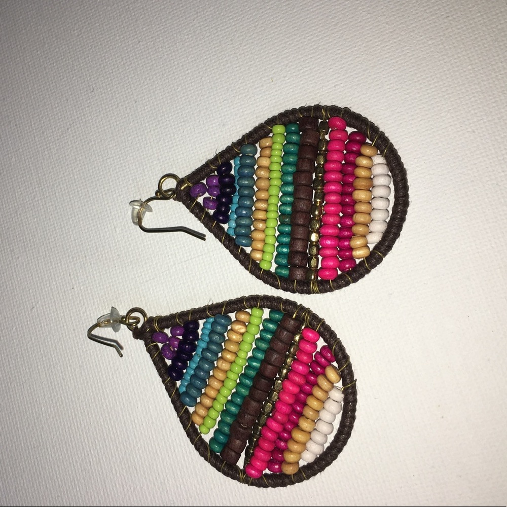 colorful beaded hanging earrings!