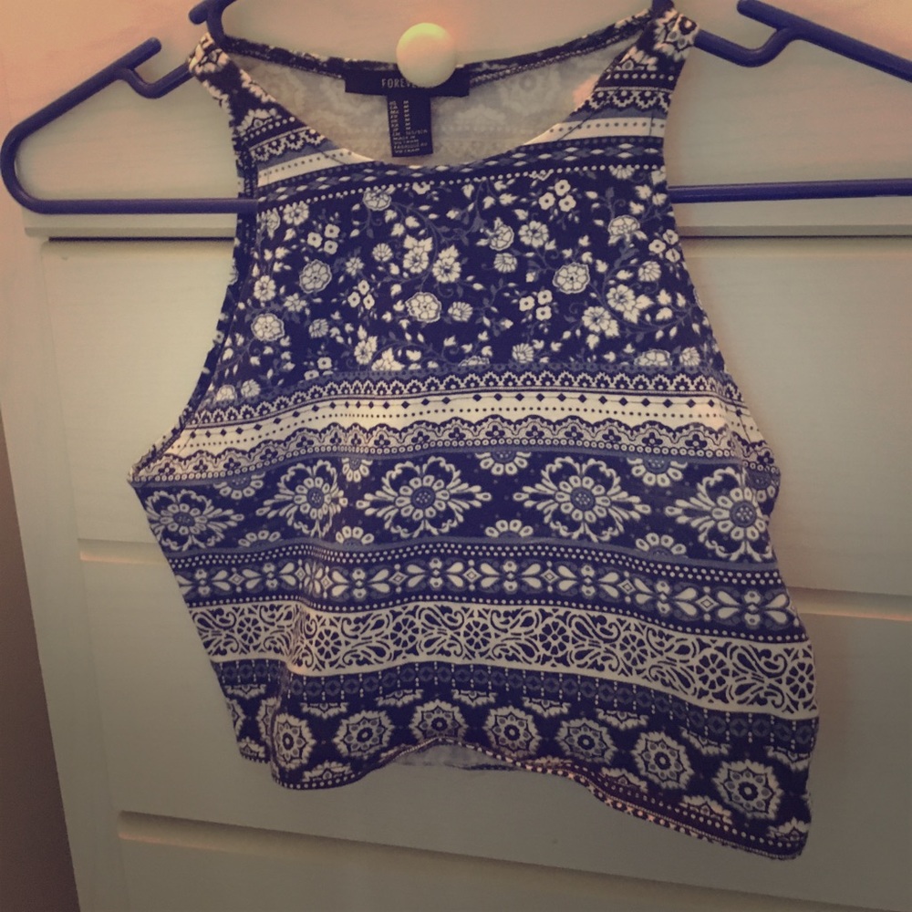 Blue halter crop top