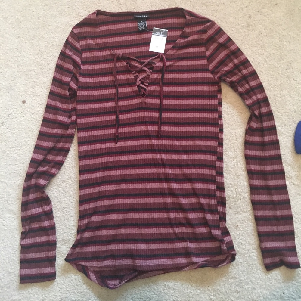 NEW maroon striped Cross Tie shirt