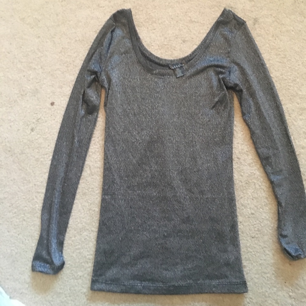 SHIMMERY silvery Gray Top
