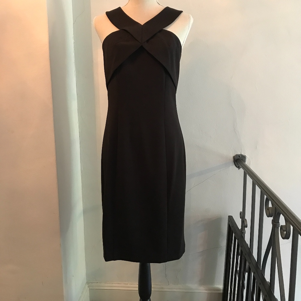 Cynthia Steffe Black Cross Neck Dress