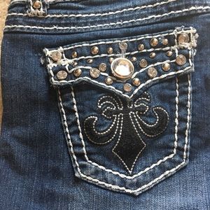 Denim jewel fleur-de-lis shorts