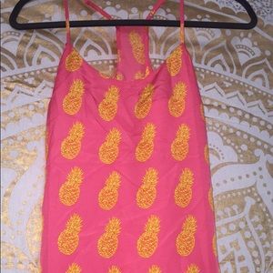 J Crew pink w/ pineapple blouse tank top