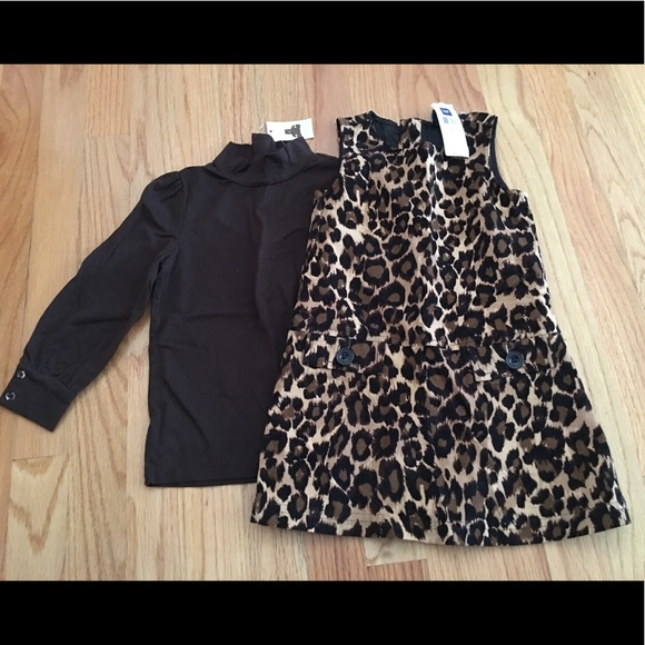 GAP 3T NWT Leopard Dress w/Dark Brown Turtleneck - Picture 1 of 3