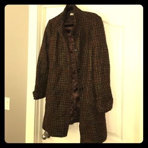 XL Wool-Blend Heavy Brown Coat 3/4 Length