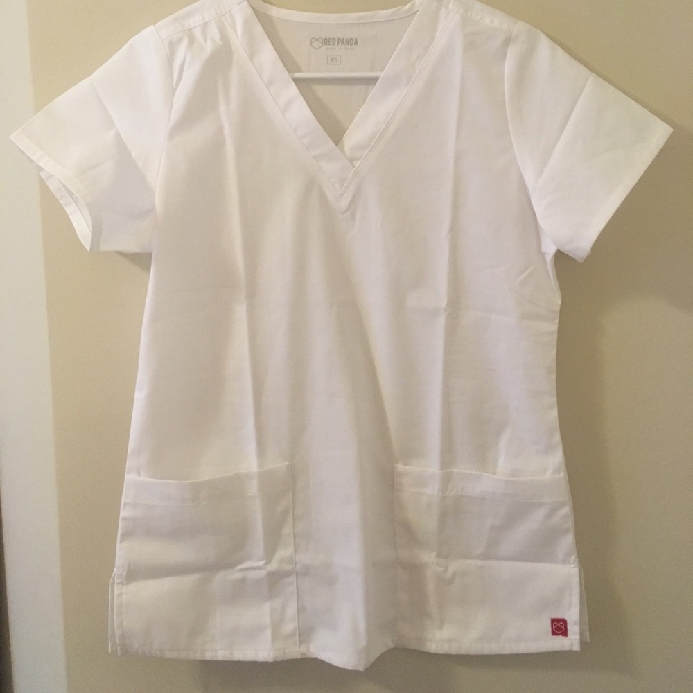 2 white scrub tops XSM