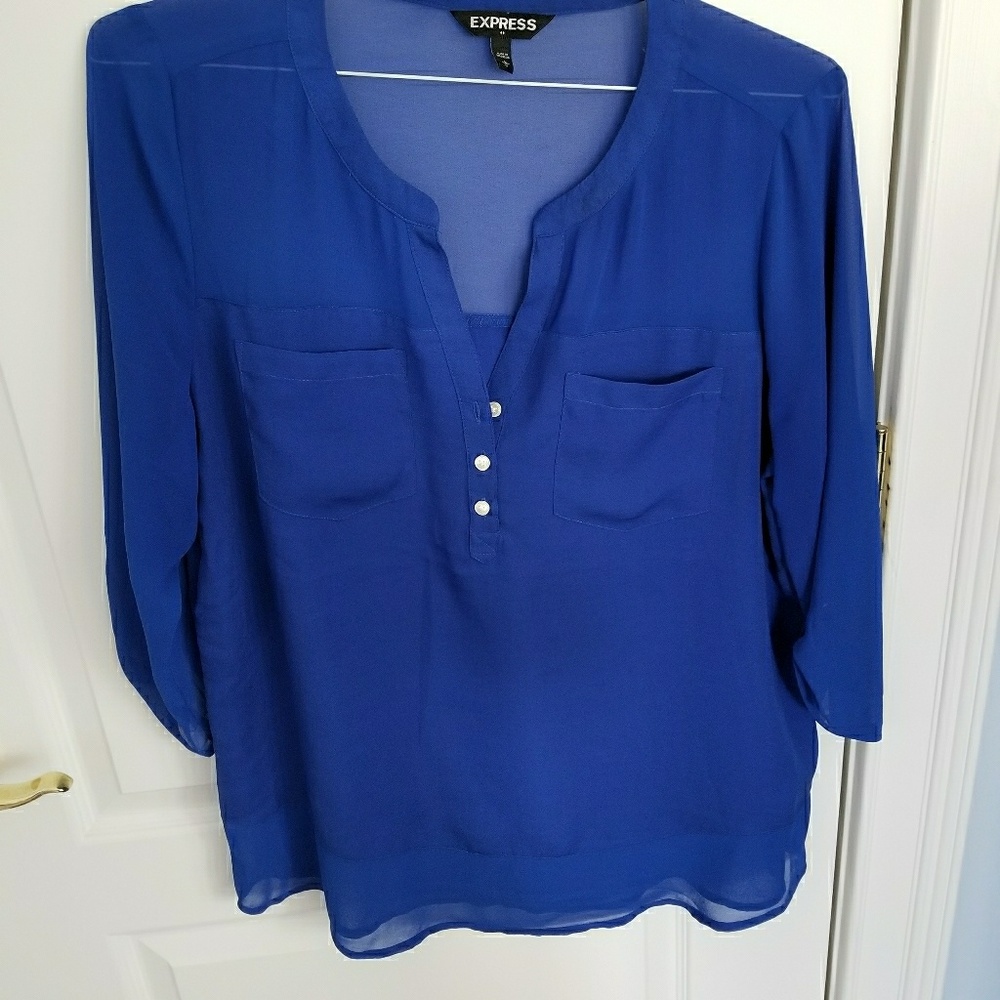 Express Royal Blue Sheer  Top