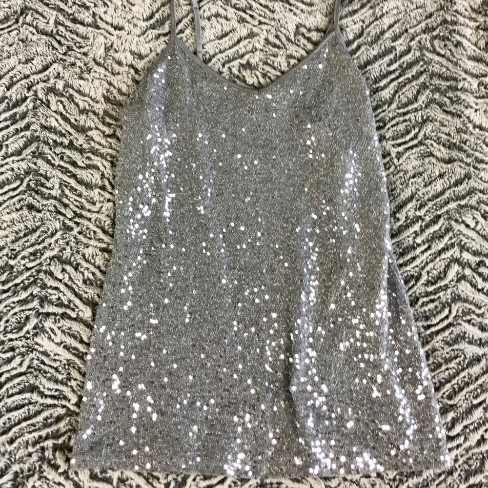 Express silver glitter tank top