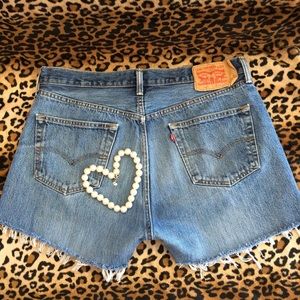 Levi's 501 cut off jean shorts distressed size 36