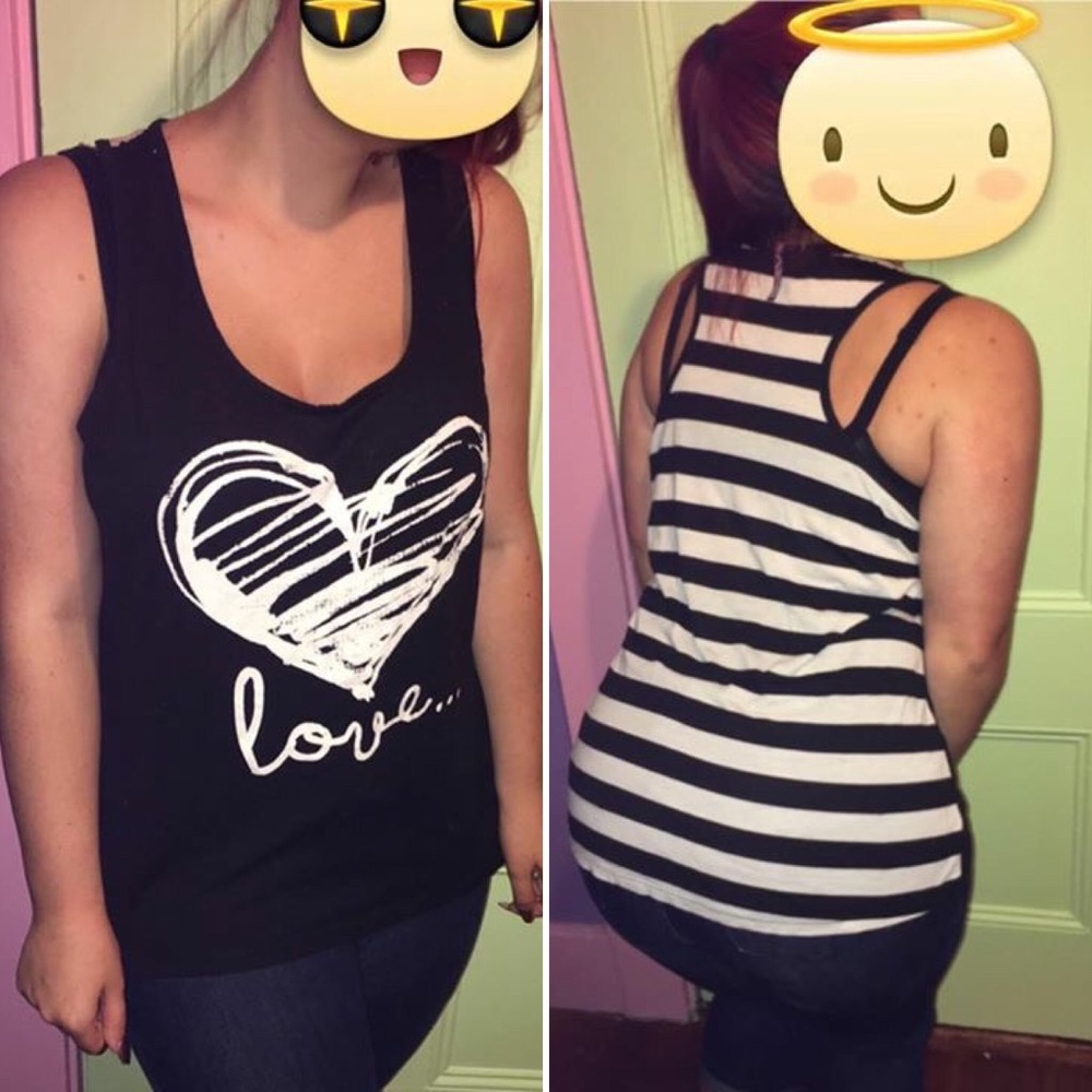 Misses black and white Love tank XL