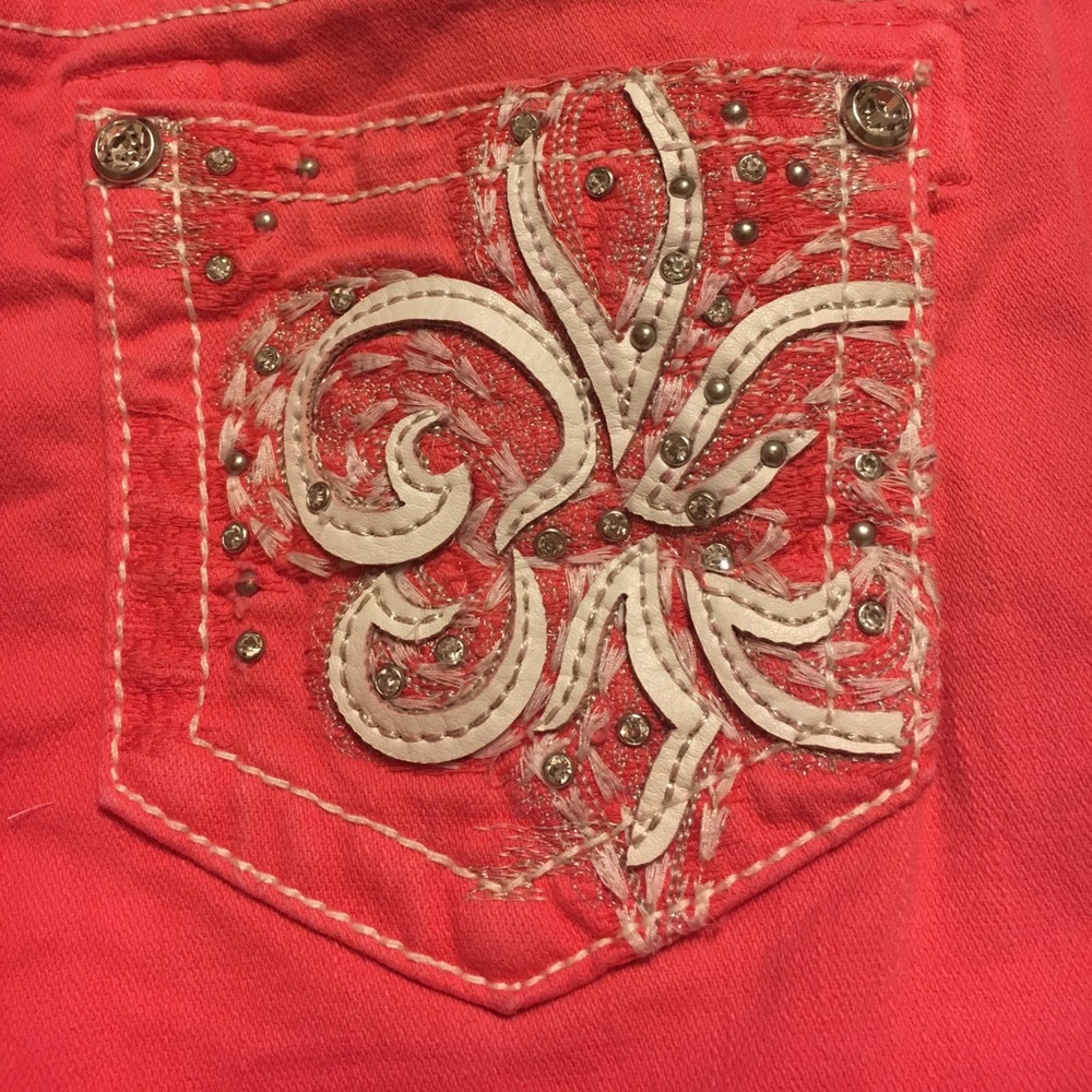 Coral/watermelon miss me skinny jeans