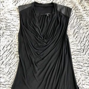 Express black tank top with leather shoulders