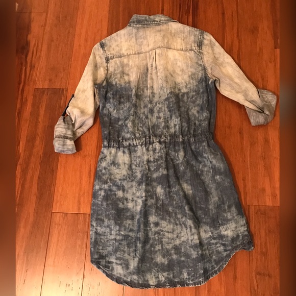 Denim button up dress acid wash distressed belt sm - Picture 2 of 4