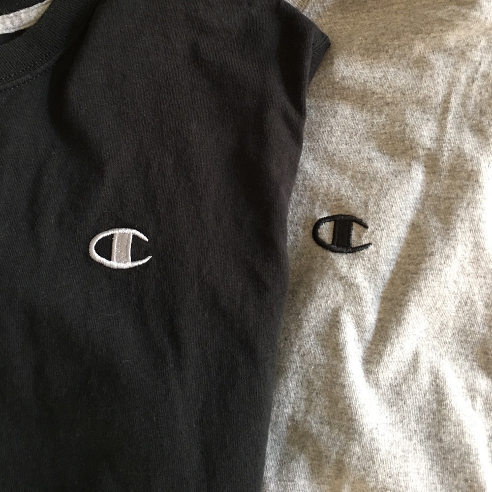 Two Champion Ts. Grey / Black. Size M.