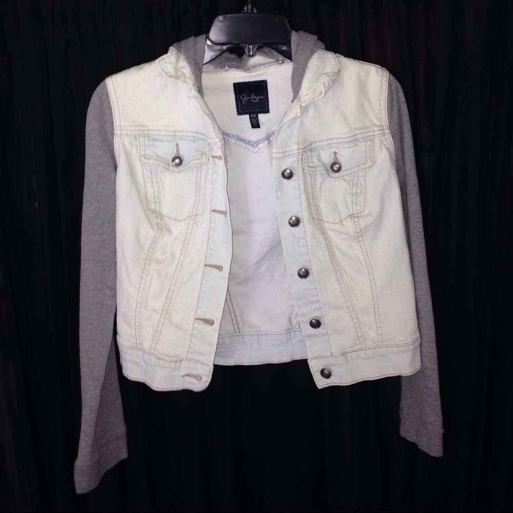 Hooded gray jean jacket (Jessica Simpson)