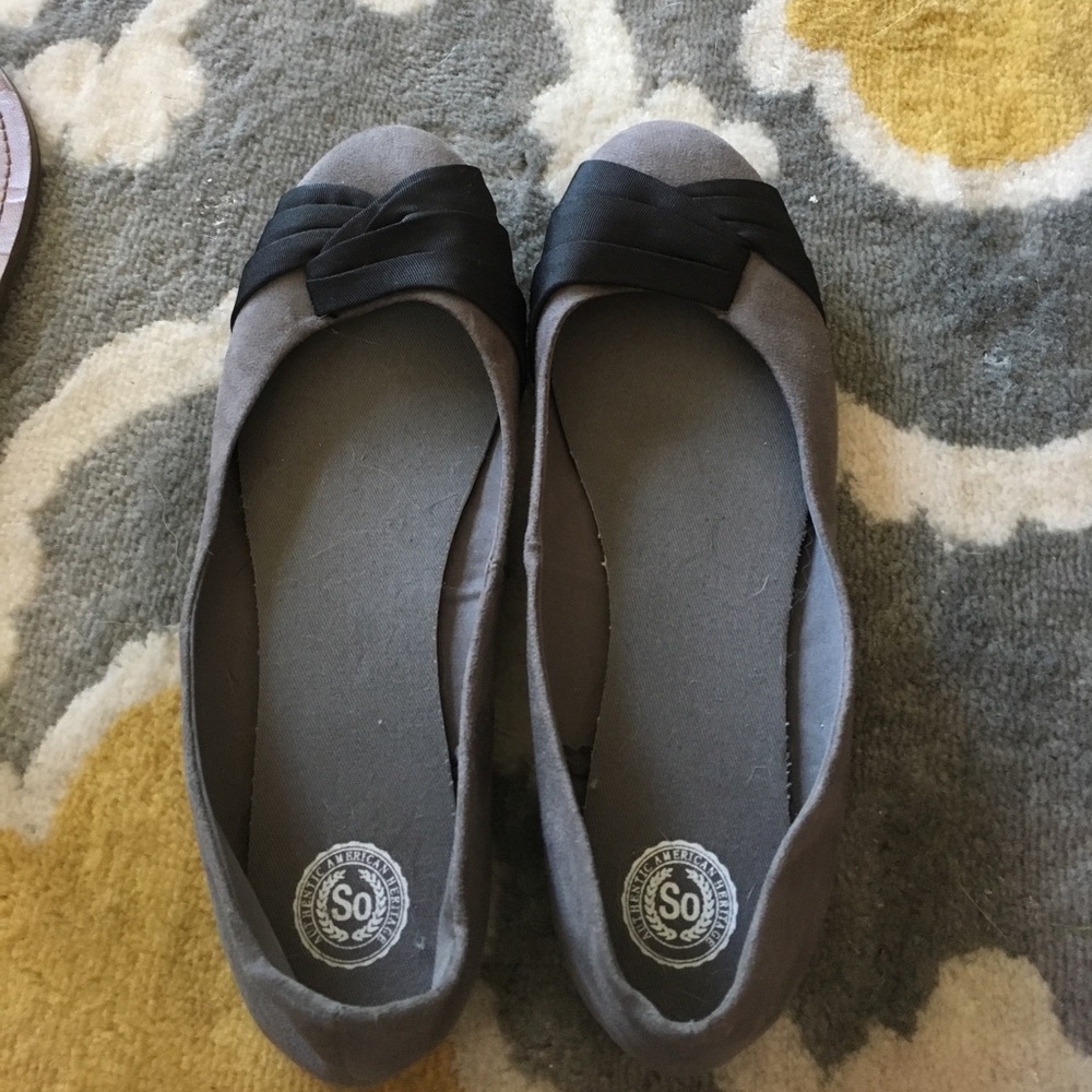 Grey with black strap dress/work shoes.