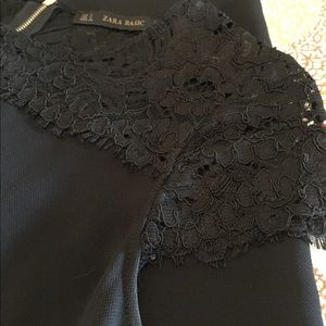 Zara Black Shift Dress Lace Sleeves