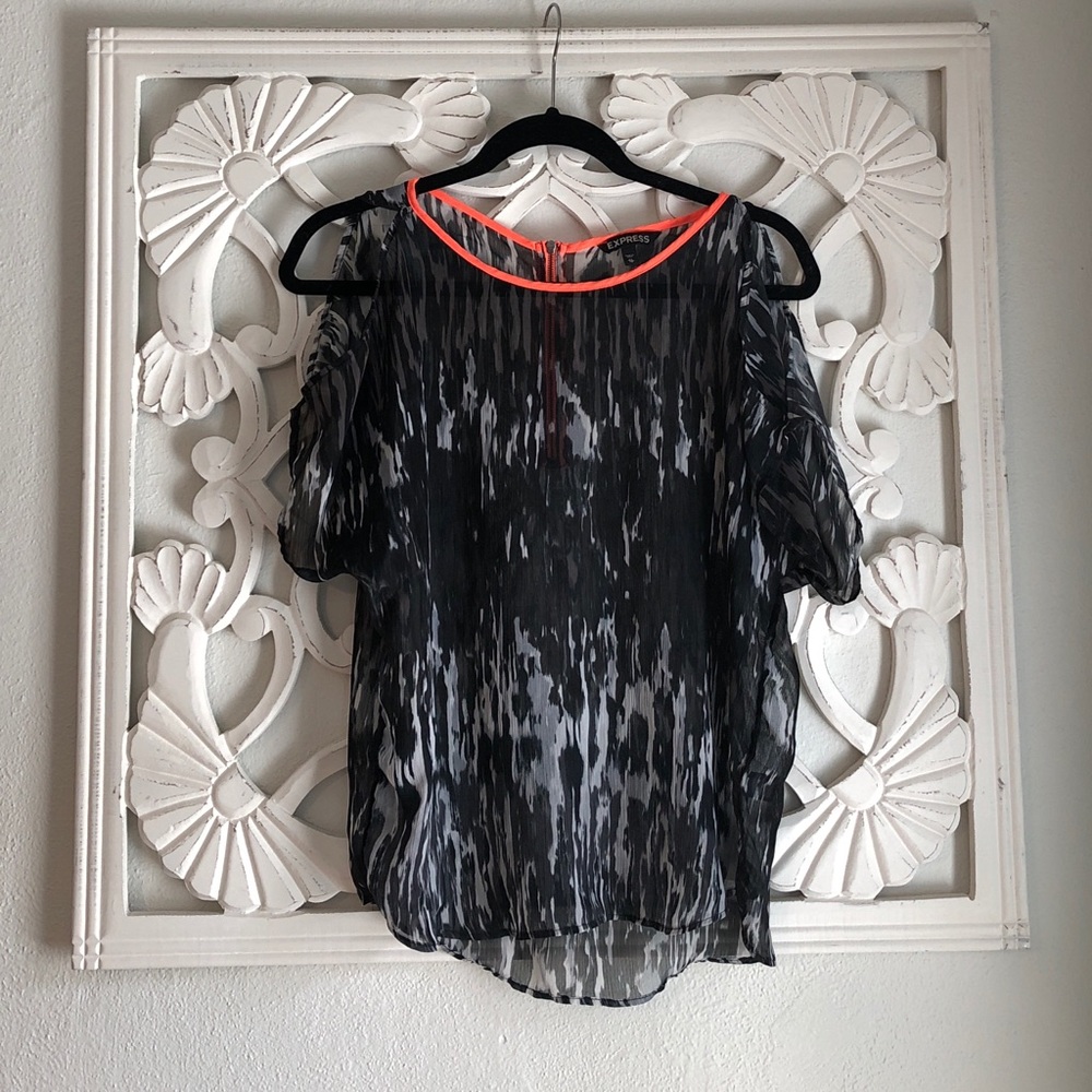 Express Animal Print Cold Shoulder Top