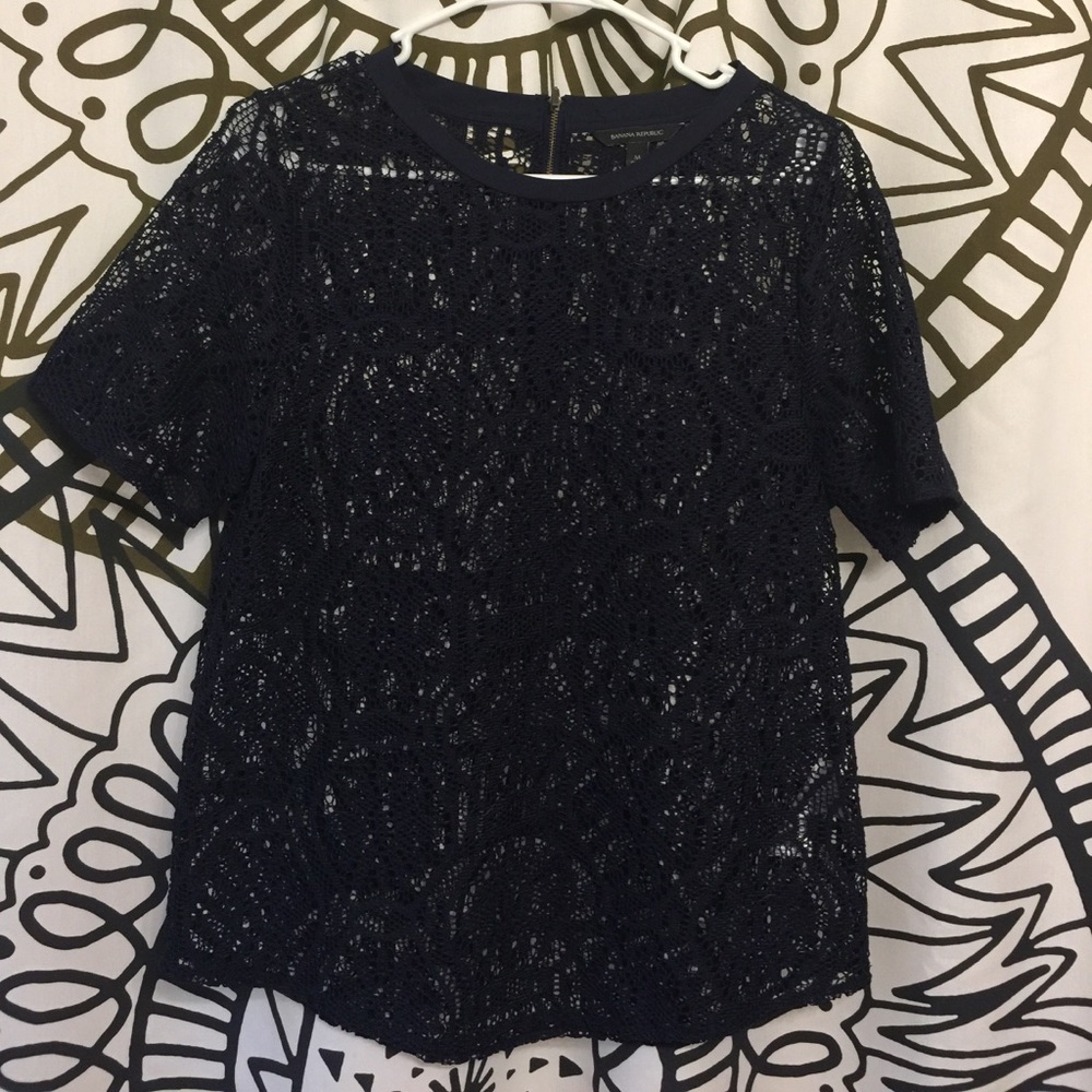 Navy blue lace top