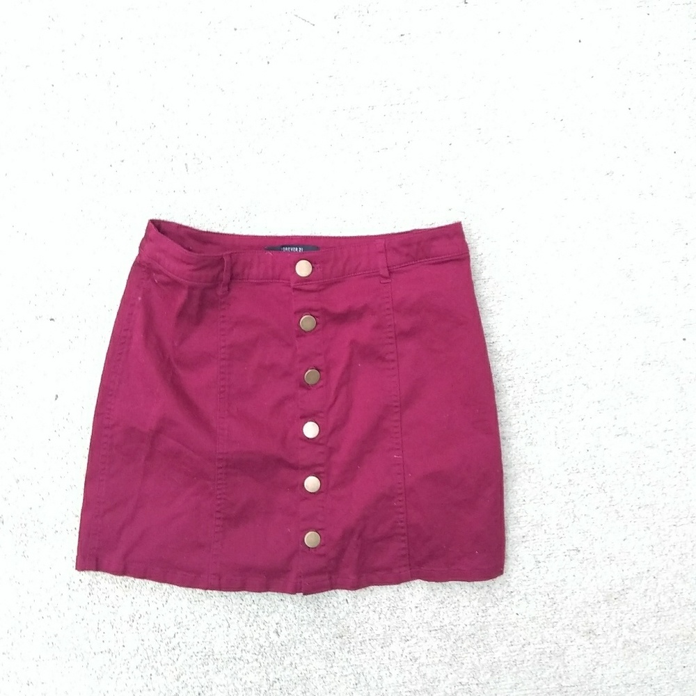 Maroon Button Up High Waisted Skirt