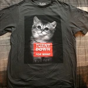 Gray Turnt Down For What Cat Shirt