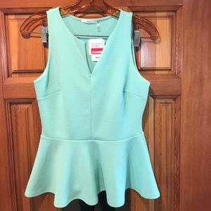 Teal peplum sleeveless top