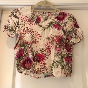 Beautiful Haute Hippie silk floral crop top