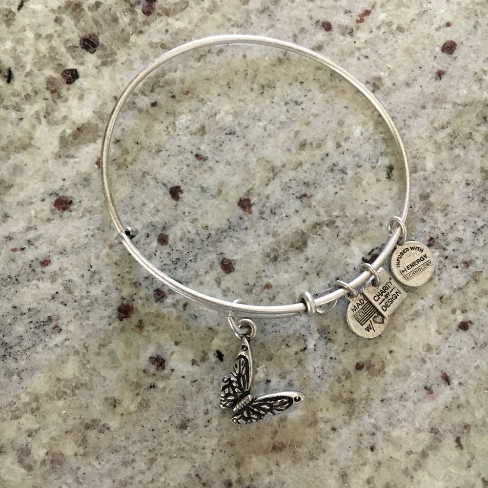Alex and Ani Butterfly Charm Bangle Bracelet