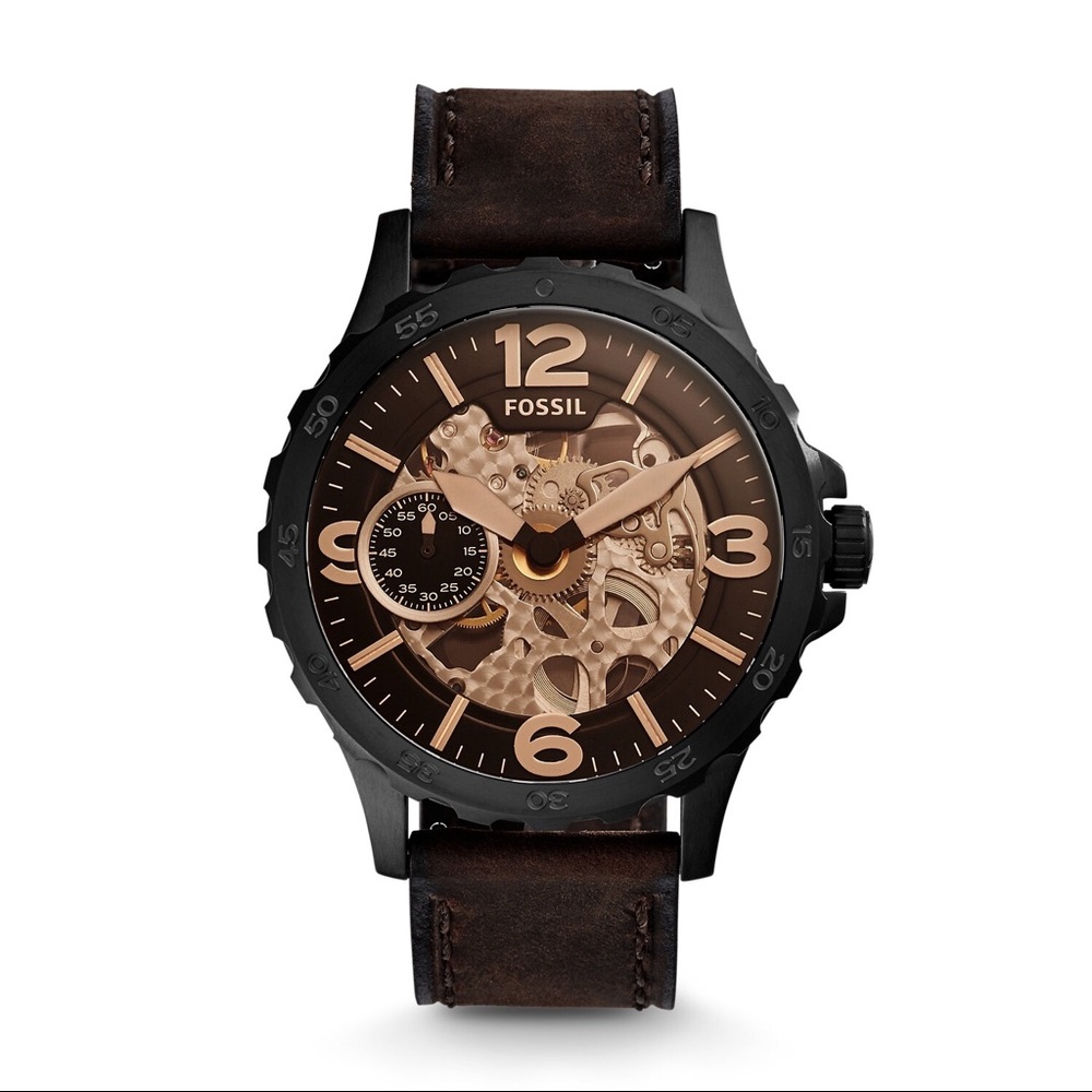 Nate Hand Wound Mechanical Brown Leather Watch
