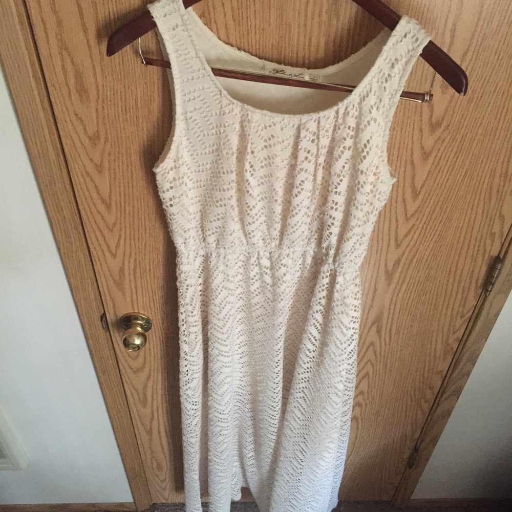 Cream maxi dress.