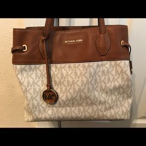 Michael Kors brown and ivory leather purse