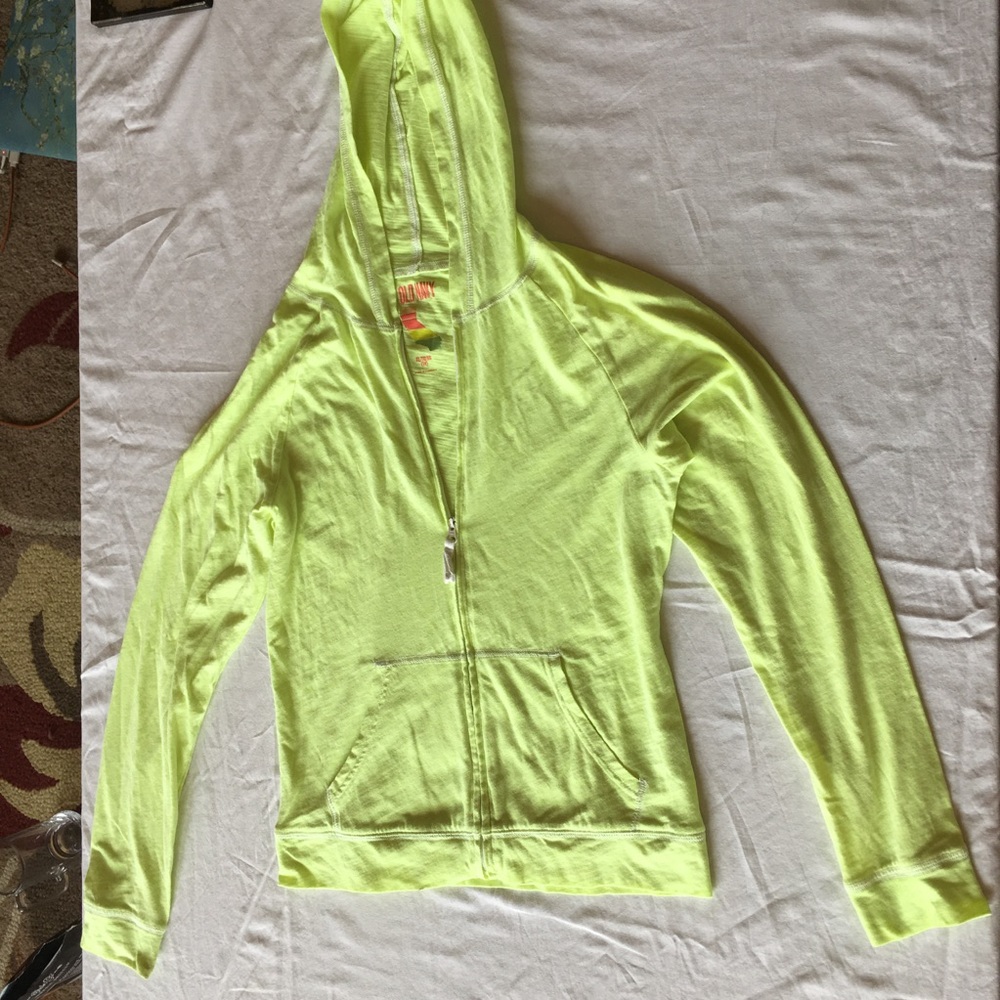 Bright yellow light zip up old navy sweatshirt