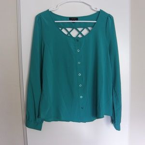 Bright green cutout blouse