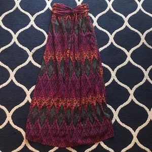 Multicolored Strapless Maxi Dress