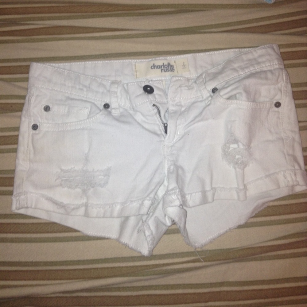 White jean shorts