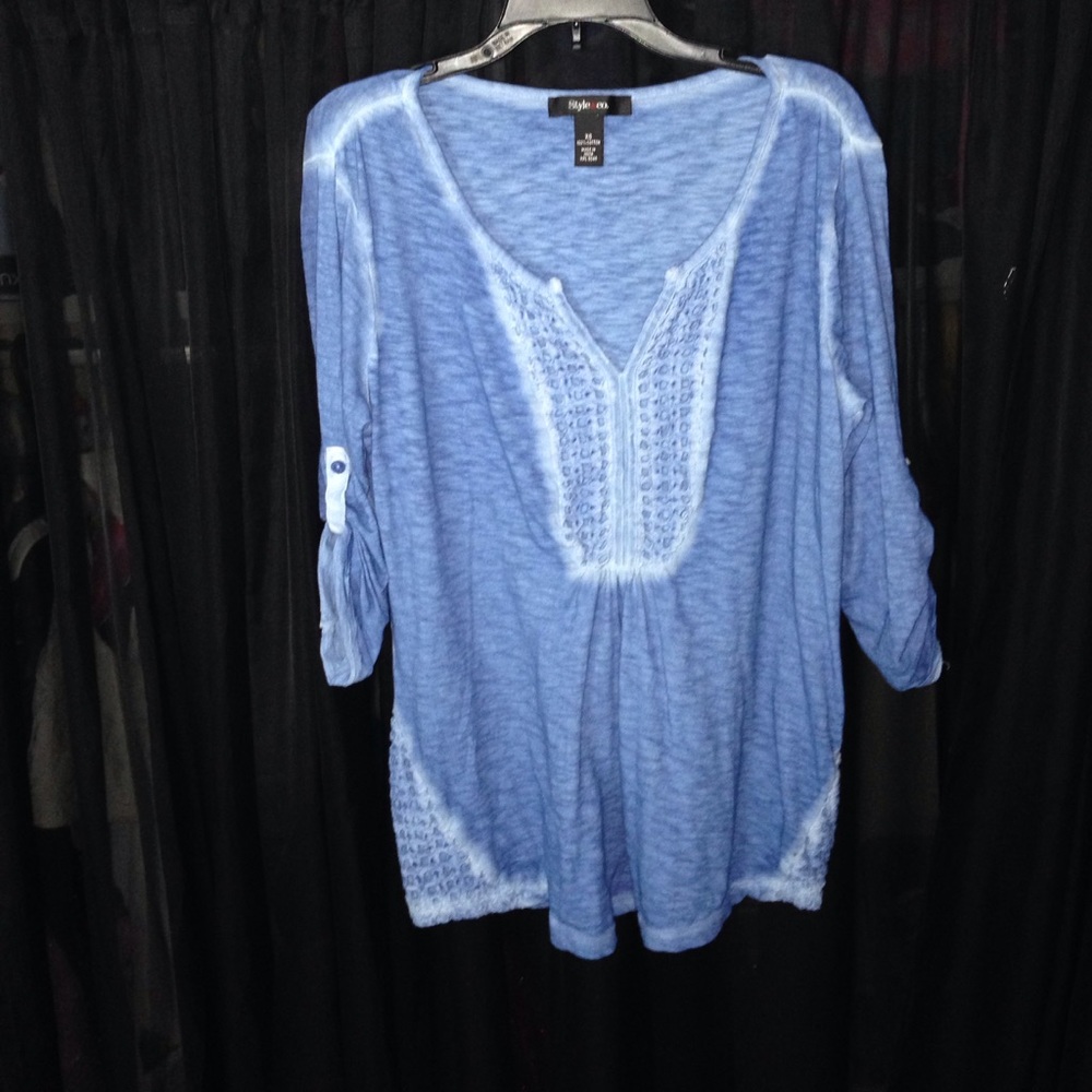 Blue detailed tunic top (Style&Co.)