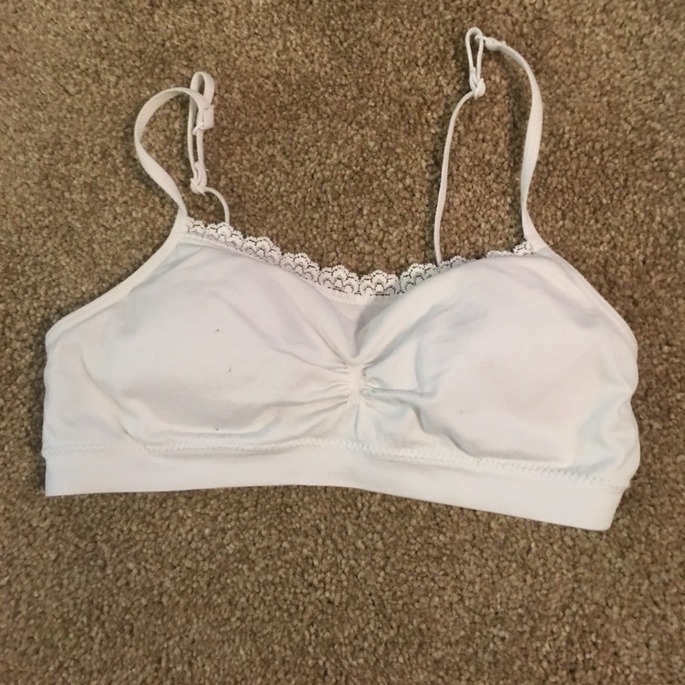 Girls white sports bra